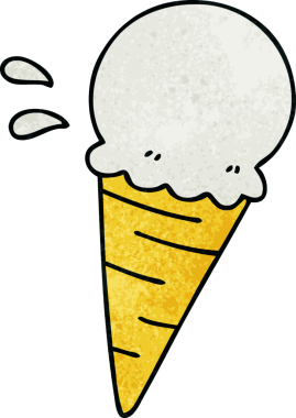 Bir insan tarafından çizilmiş garip vanilyalı dondurma.