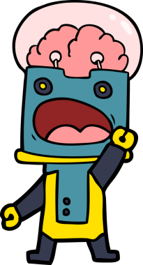 Bir insan tarafından çizilmiş çizgi film robotu