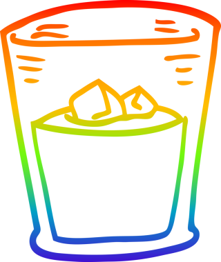 gökkuşağı gradyan çizgi çizimi bir insan tarafından çizilmiş viski bardağı