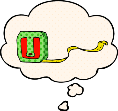 bir insan tarafından çizilmiş çizgi roman tarzında düşünce baloncuğu ile çizgi film mezurası