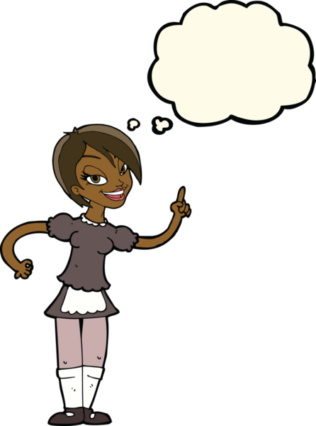 Çizgi film garsonu bir insan tarafından çizilmiş düşünce balonuyla sipariş alıyor.