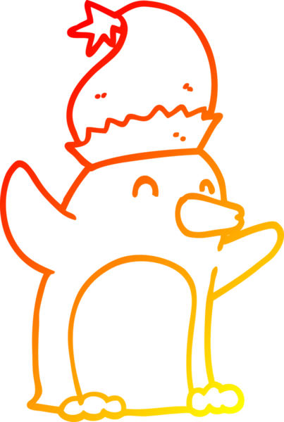 Bir insan tarafından çizilmiş sevimli bir çizgi film pengueninin sıcak gradyan çizimi