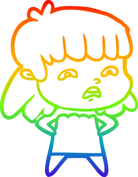 Gökkuşağı gradyan çizimi Bir insan tarafından çizilmiş endişeli bir çizgi kadın