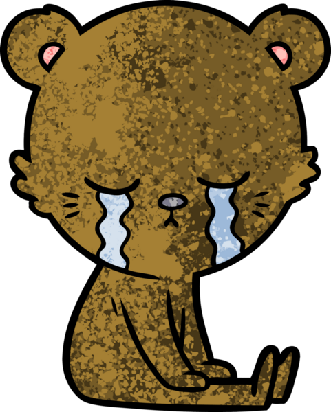 Bir insan tarafından çizilmiş ağlayan çizgi film ayısı.