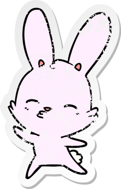 Bir insan tarafından çizilmiş garip sallanan tavşan çizgi filminin sıkıntılı çıkartması.