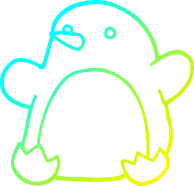 Bir insan tarafından çizilmiş dans eden penguen çizgi çizimi.