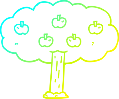 Bir insan tarafından çizilen elma ağacının soğuk gradyan çizgisi.