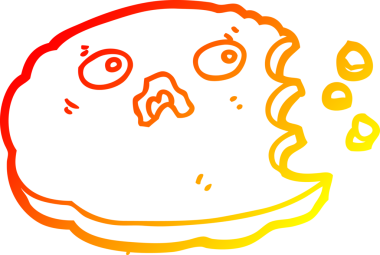 Bir insan tarafından çizilmiş çizgi film kurabiyesinin sıcak gradyan çizimi