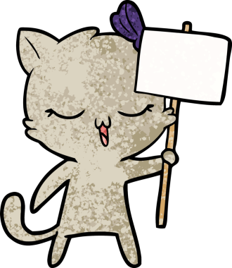 Bir insan tarafından çizilmiş kafasında yay olan çizgi film kedisi.