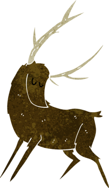 Bir insan tarafından çizilmiş karikatür geyiği.