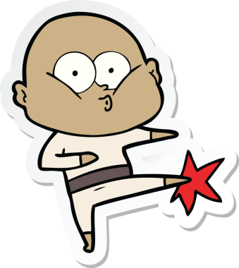 Bir insan tarafından çizilmiş kel bir adamın çıkartması.