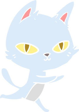 Bir insan tarafından çizilmiş düz renkli çizgi film kedisi.