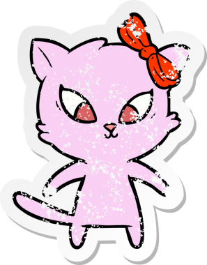 Bir insan tarafından çizilmiş karikatür bir kedinin sıkıntılı çıkartması.