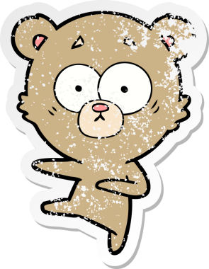 Bir insan tarafından çizilmiş gergin, dans eden ayı karikatürü.