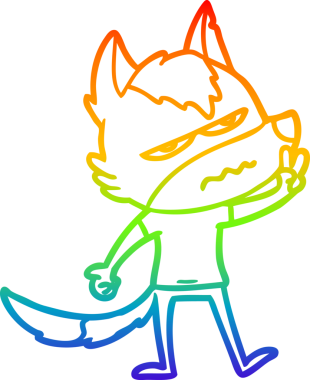 Gökkuşağı gradyan çizgi çizimi Bir insan tarafından çizilmiş rahatsız kurt