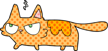 Bir insan tarafından çizilmiş kızgın kedi çizgi filmi.