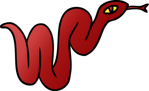 Bir insan tarafından çizilmiş bir bahçe yılanının el çizimi karikatürü.