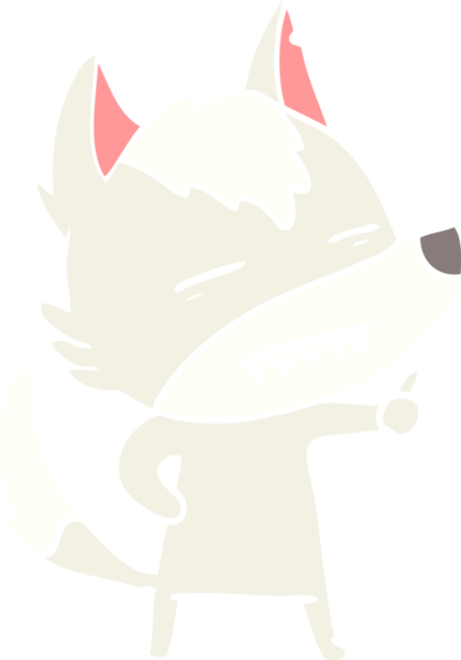 Düz renkli çizgi film kurt bir insan tarafından çizilmiş dişleri gösteriyor.