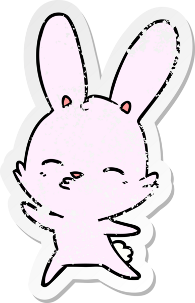 Bir insan tarafından çizilmiş garip sallanan tavşan çizgi filminin sıkıntılı çıkartması.