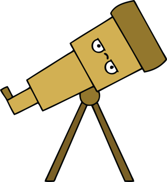 Bir insan tarafından çizilmiş sevimli bir teleskop karikatürü.
