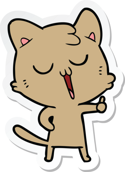 Bir insan tarafından çizilmiş çizgi film kedisinin çıkartması.