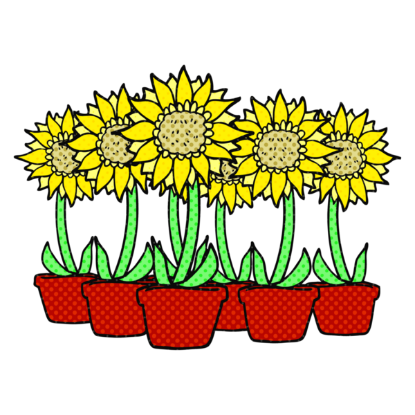 Bir insan tarafından çizilmiş serbest çizim ayçiçekleri.