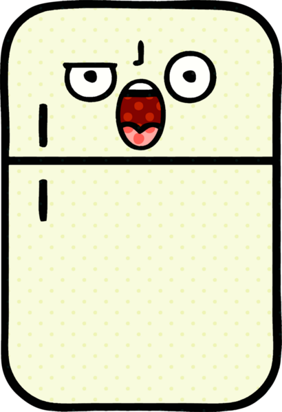 Bir insan tarafından çizilmiş buzdolabı karikatürü.