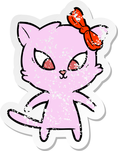 Bir insan tarafından çizilmiş karikatür bir kedinin sıkıntılı çıkartması.