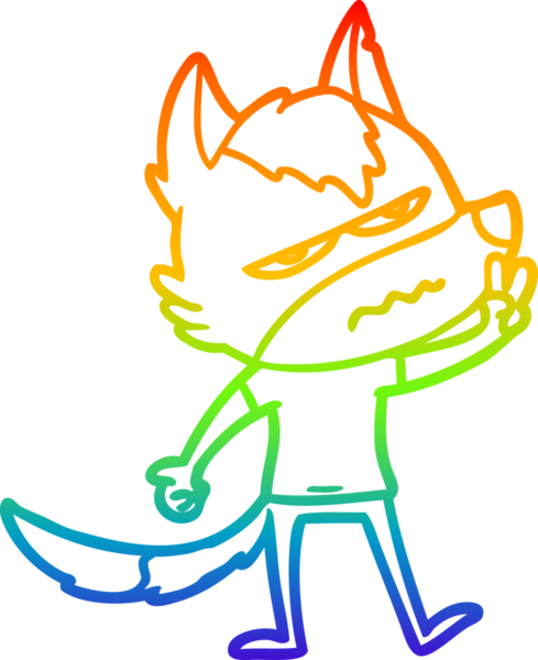 Gökkuşağı gradyan çizgi çizimi Bir insan tarafından çizilmiş rahatsız kurt