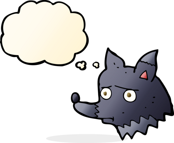 Bir insan tarafından çizilmiş düşünce balonlu mutsuz bir köpek.