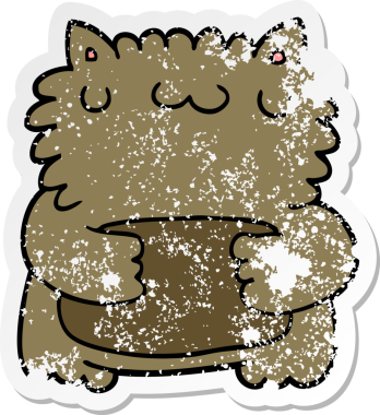 Bir insan tarafından çizilmiş karikatür ayısının sıkıntılı çıkartması.