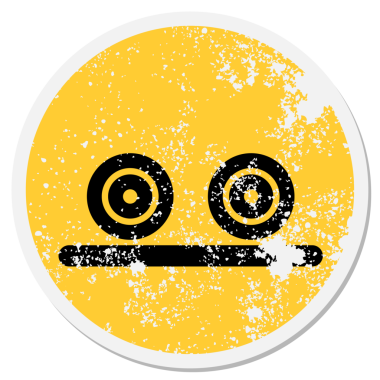 Bir insan tarafından çizilmiş rahatsız edici bir yüz dairesel çıkartması.