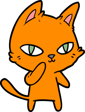 Bir insan tarafından çizilmiş çizgi film kedisi.