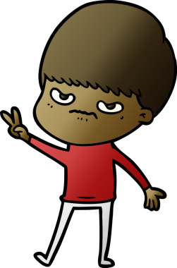 Bir insan tarafından çizilmiş sinirli çizgi film çocuğu.