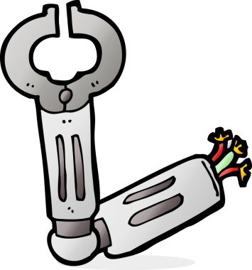 bir insan tarafından çizilmiş robot bir kol.