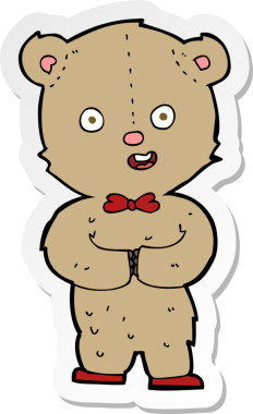 Bir insan tarafından çizilmiş oyuncak ayının çıkartması.