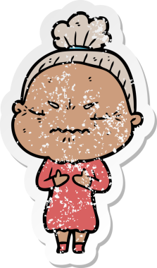 Bir insan tarafından çizilmiş, sıkıntılı bir karikatür çıkartması.