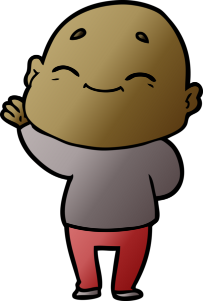 Bir insan tarafından çizilmiş mutlu kel adam çizgi filmi.