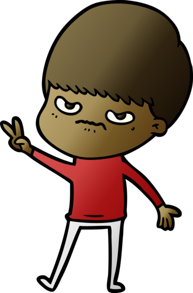 Bir insan tarafından çizilmiş sinirli çizgi film çocuğu.