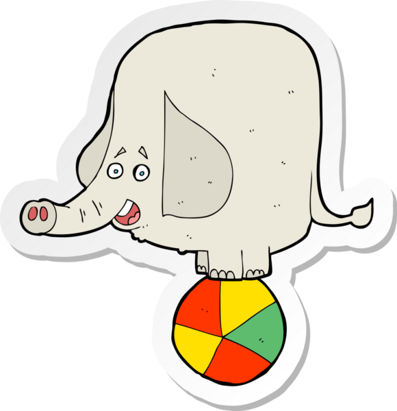 Bir insan tarafından çizilmiş bir sirk filinin çıkartması.