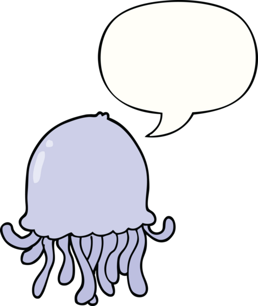 bir insan tarafından çizilmiş konuşma baloncuklu denizanası çizgi filmi.