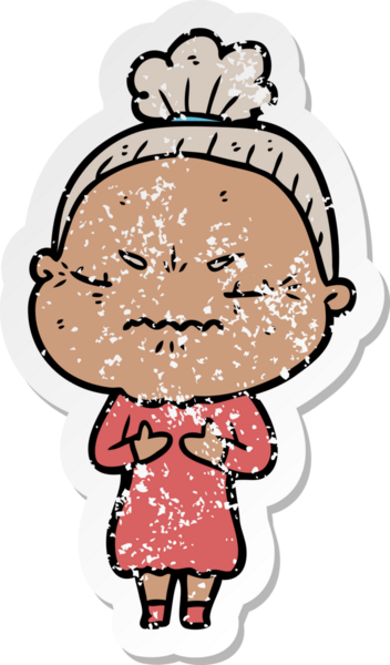 Bir insan tarafından çizilmiş, sıkıntılı bir karikatür çıkartması.