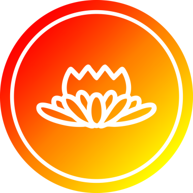 Nilüfer çiçeği dairesel simgesi, sıcak gradyan bir insan tarafından çizilmiş.