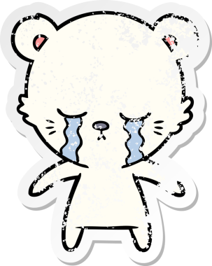 Ağlayan bir karikatür kutup ayısının insan tarafından çizilmiş sıkıntılı çıkartması.