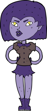 Bir insan tarafından çizilmiş vampir kız çizgi filmi.