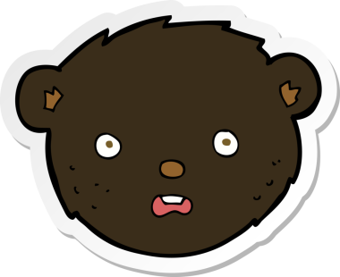 Bir insan tarafından çizilmiş karikatür siyah ayı yüzü çıkartması.