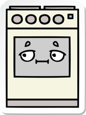 Bir insan tarafından çizilmiş şirin bir mutfak fırınının çıkartması.