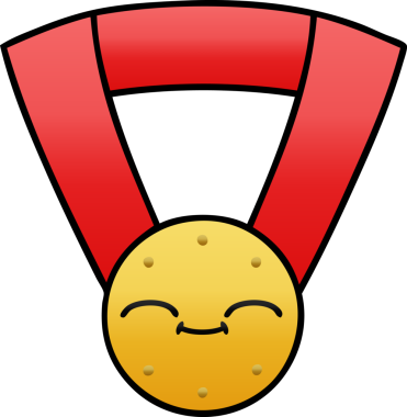 Bir insan tarafından çizilmiş altın madalyanın gölgelenmiş karikatürü.