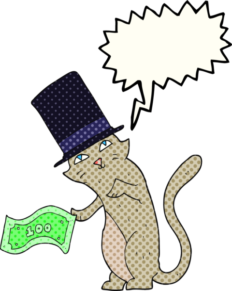 El yazısıyla çizilmiş çizgi roman konuşma balonu zengin kedi bir insan tarafından çizilmiş.
