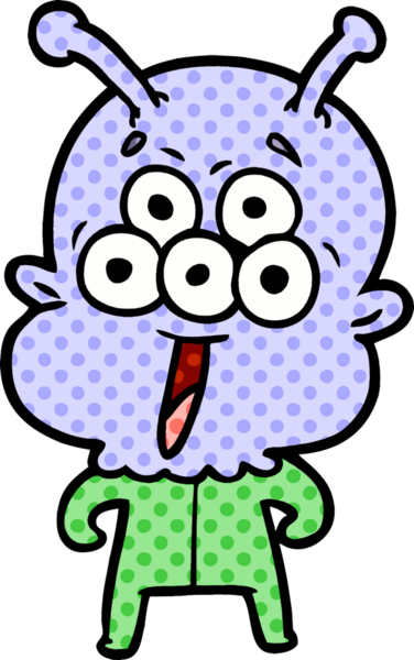 Bir insan tarafından çizilmiş mutlu bir uzaylı çizgi filmi.